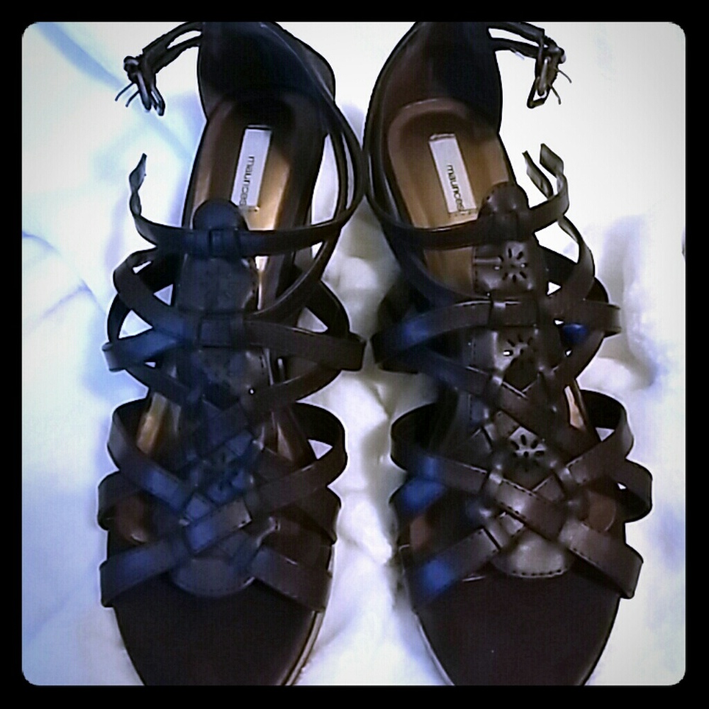 Brown wedge sandals